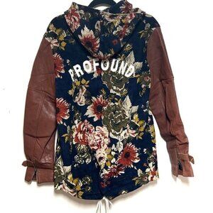 Profound Esthetic ROYAL VERSAILLES JACKET Floral NAVY BROWN Leather Womens L